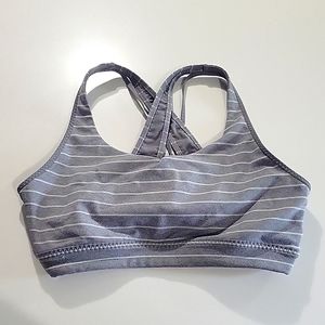 Athleta Gray & Light Gray Striped Sports Bra Sz M